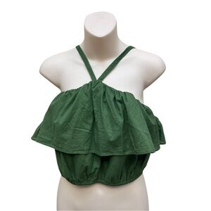 J.Crew Green Ruffle Halter Crop Top NWT Women’s Medium Summer Beach